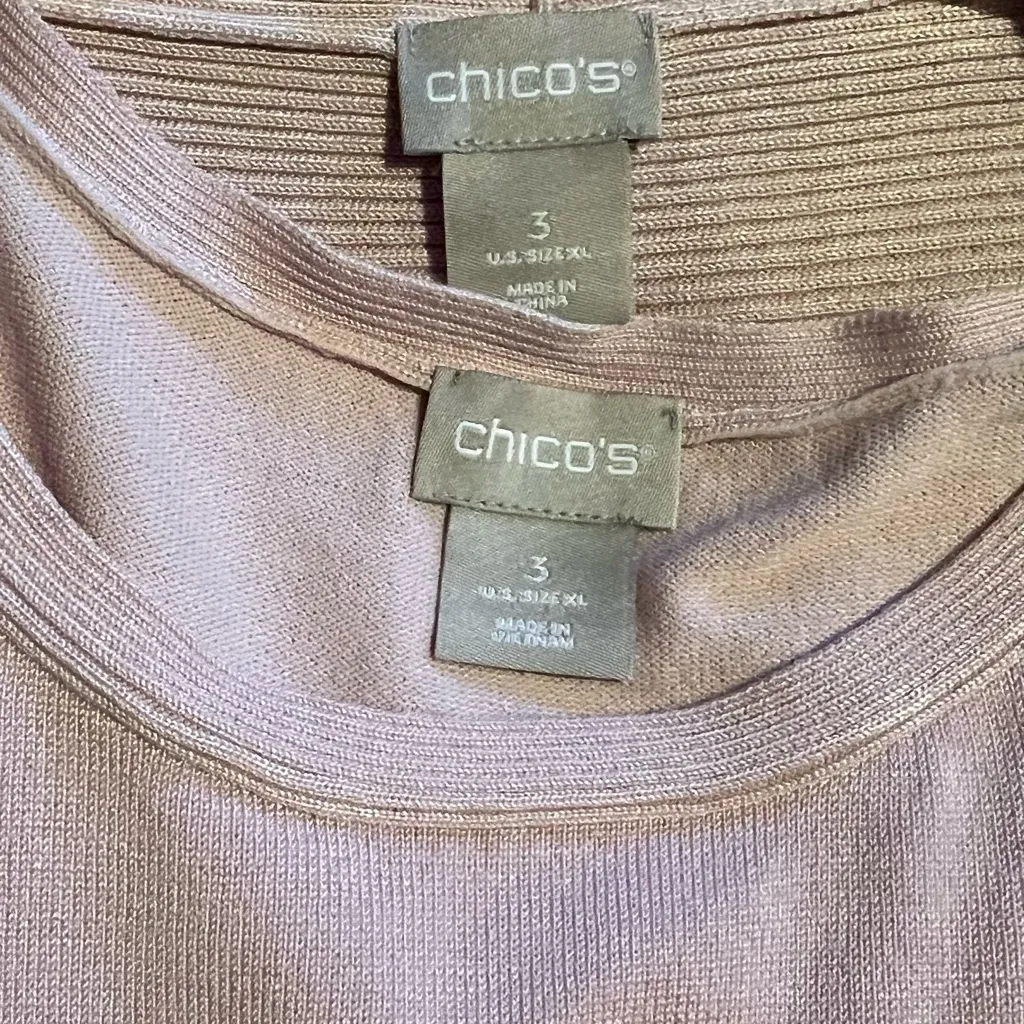 Chicos Cardigan Sweater with Sleeveless Camisole Rose Pink H23 - Image 3