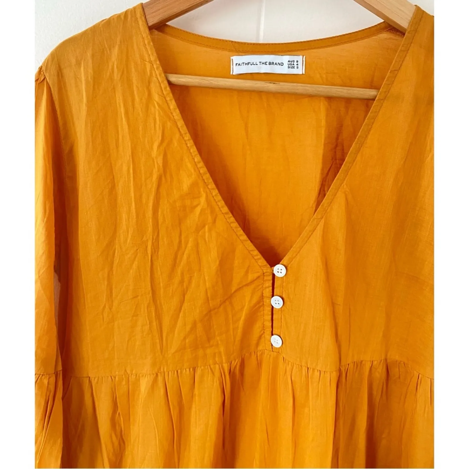 Faithfull The Brand Frieda Tiered Midi Dress in Mandarin Small Cottagecore Boho - Image 6