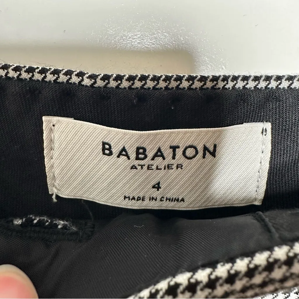 Aritzia Babaton Atelier Houndstooth Straight Leg Slit Hem Dress Pants Size 4 - Image 8