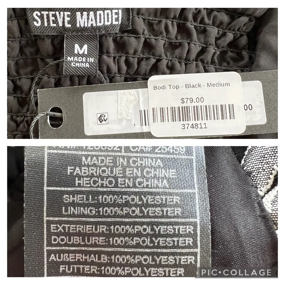 NWT Steve Madden Bodi Top Brocade Bubble Peplum M Black Grey Cocktail Party Glam - Image 17