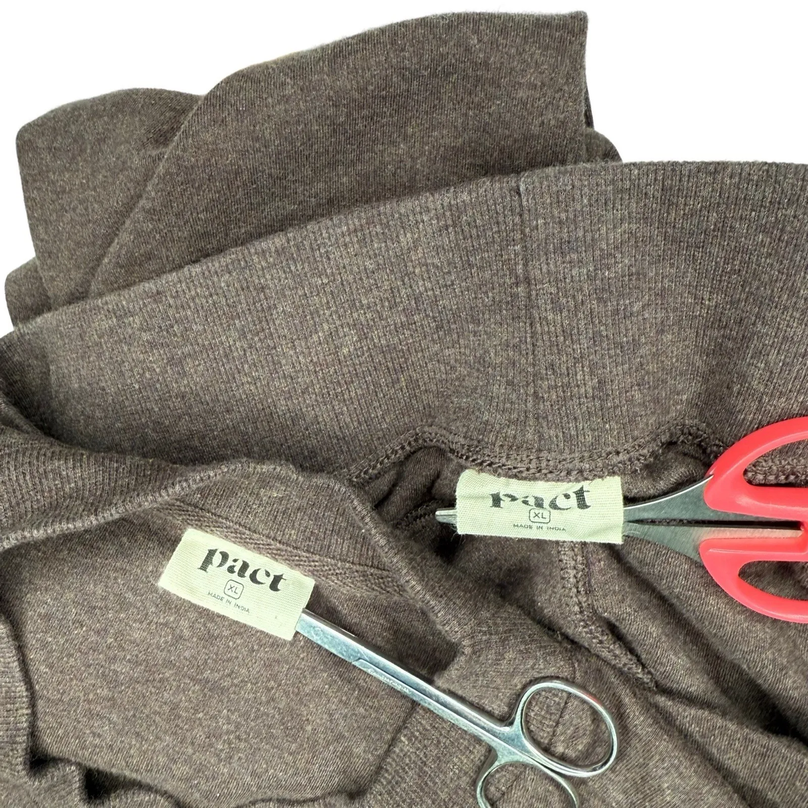 Pact Organic Cotton Sleeveless Sweatshirt and Sweatpants Matching Set XL Brown - Image 7