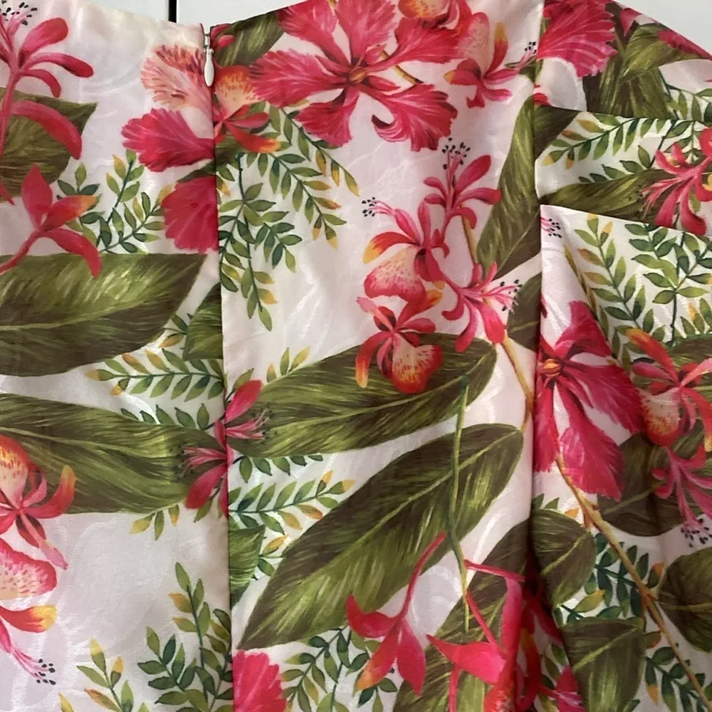 AMUR Cleo Juliet Sleeve Dress Scarlet Tropical Flora Size 0 Print Mini Statement Pink - Image 14