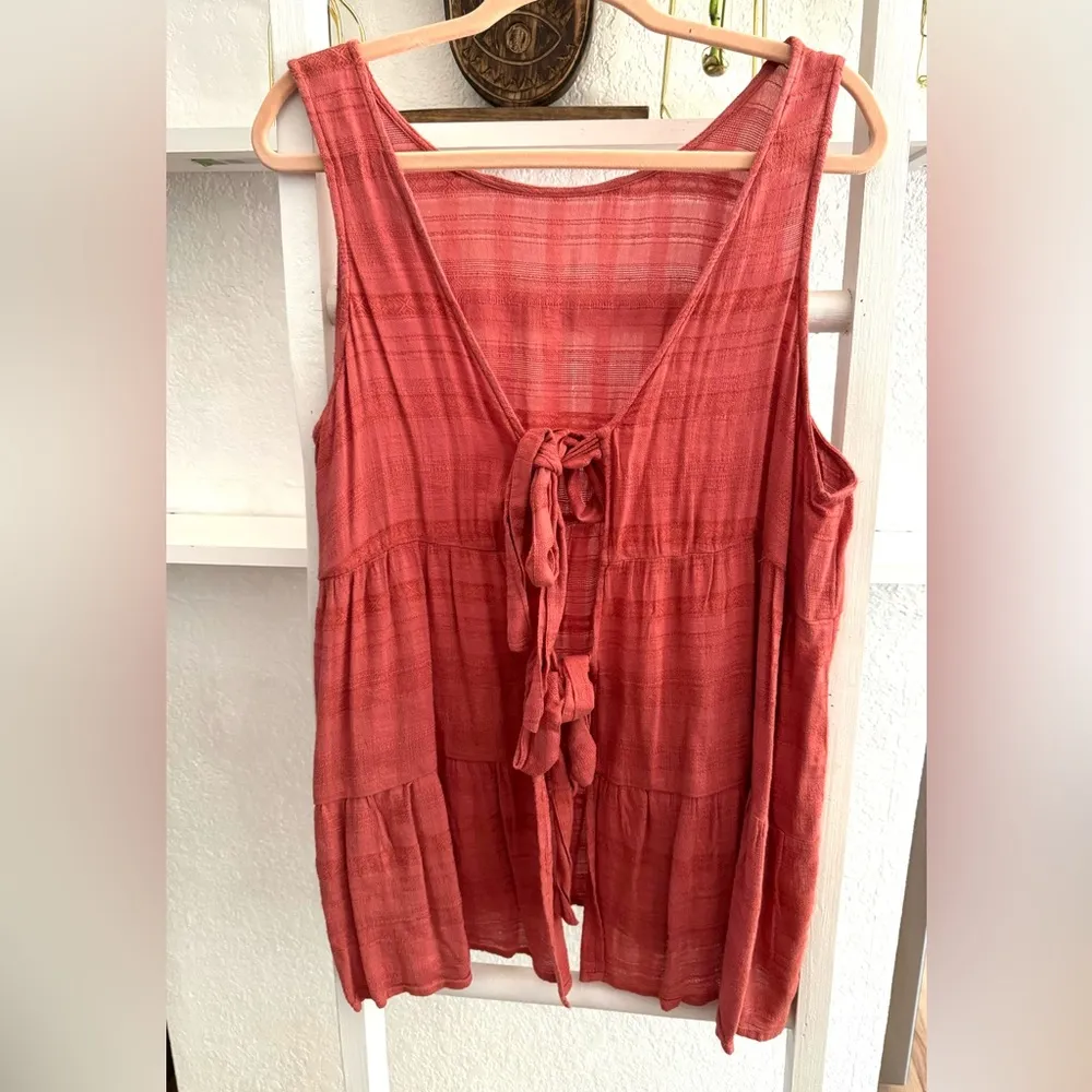 NWT American Eagle Boho Tiered Tie Back Babydoll top. - Image 7