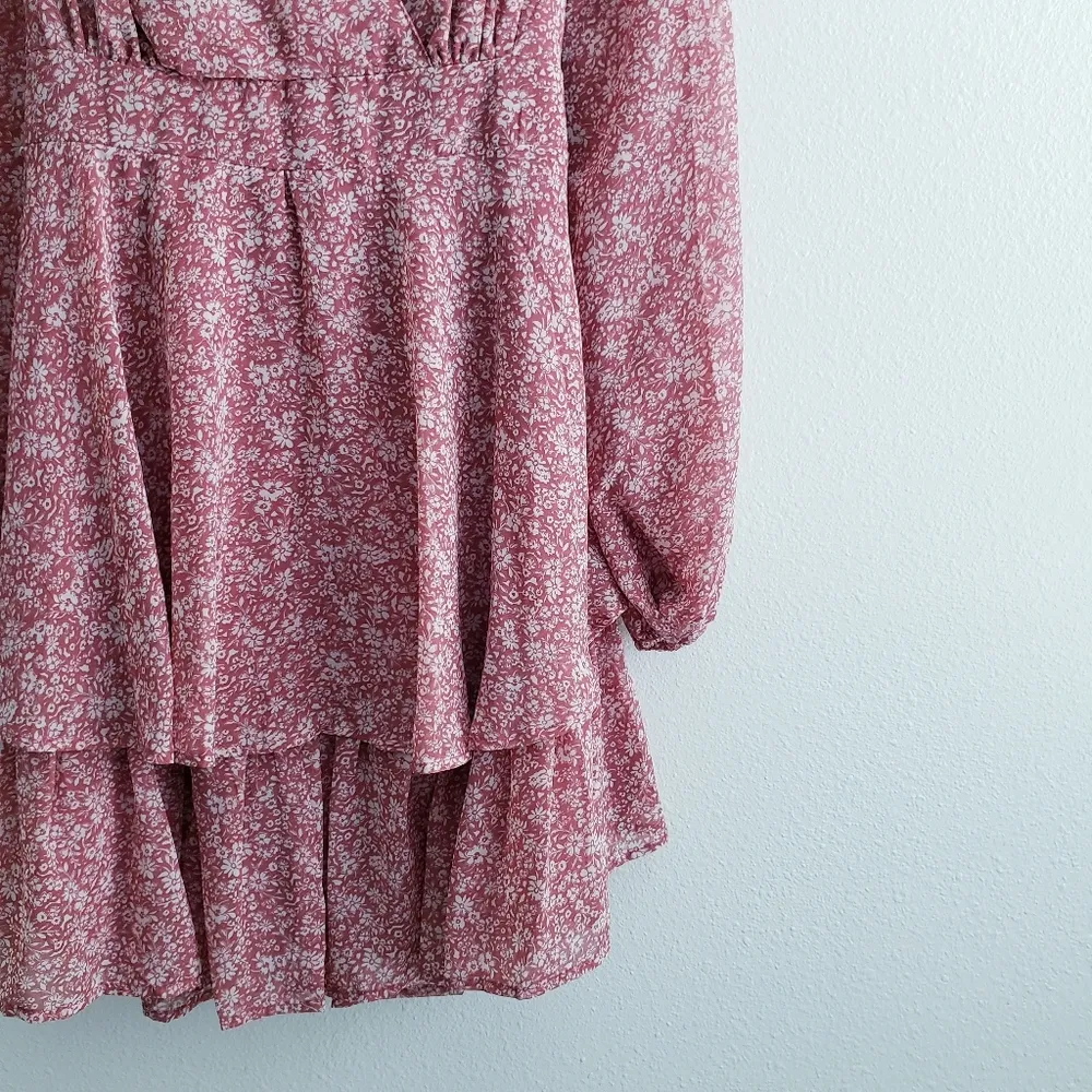 Japna Ditsy Floral Long Sleeve Ruffle Mini Dress - Image 4