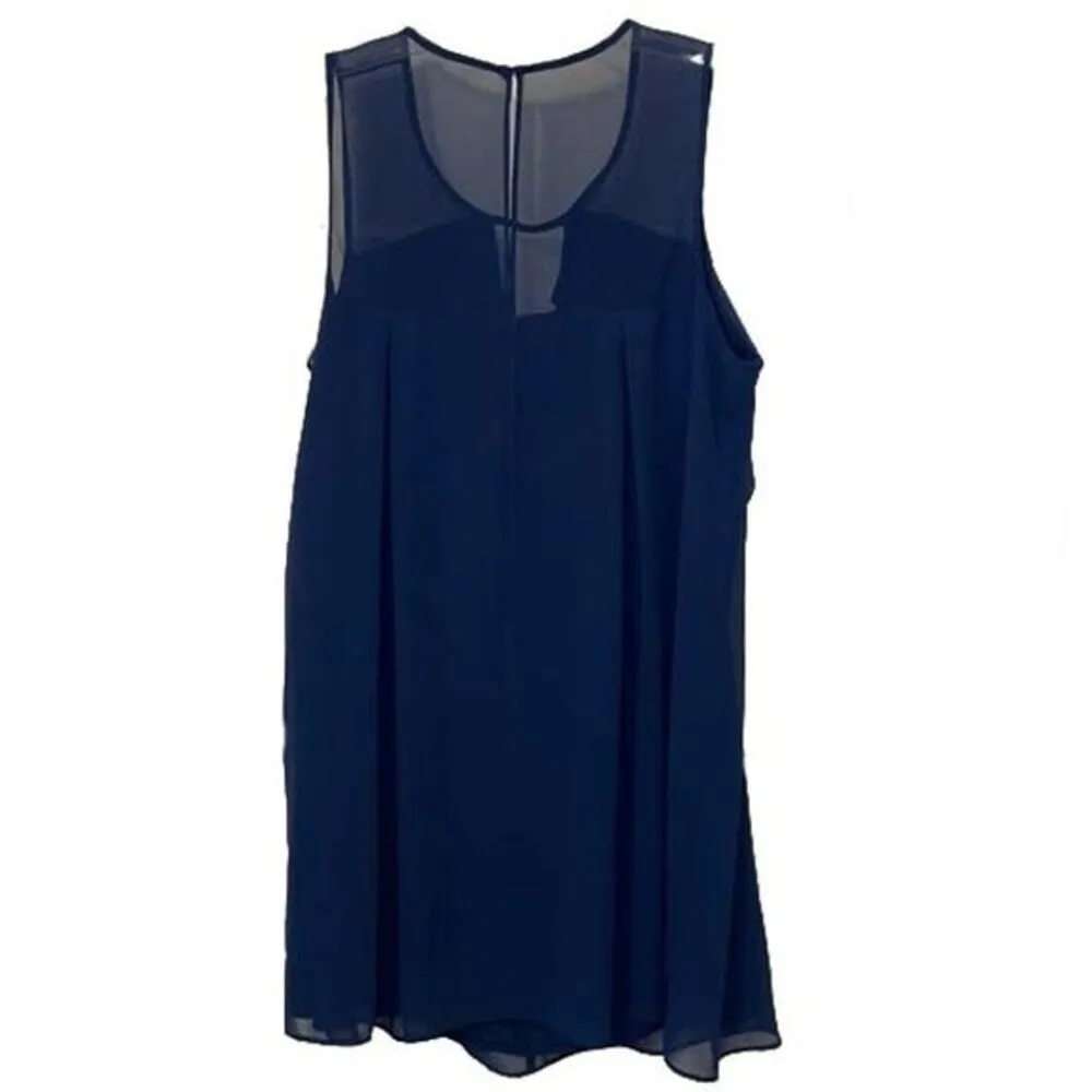 BCBGeneration Navy Blue Sleeveless Mini Shift Dress Womens Medium Chiffon - Image 3