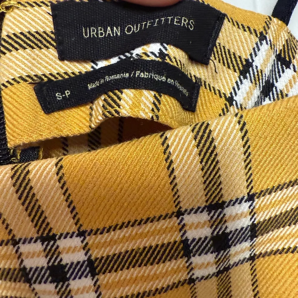 Urban Outfitters Dress Plaid Square Neck Sheath Mini Dress Yellow Small - Image 8