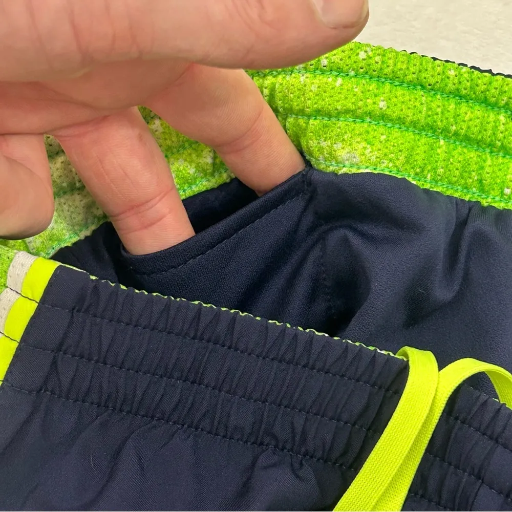 Nike Dri Fit Navy & Lime Seattle Seahawks Athletic Running Gym Shorts Womens S/M - Image 5