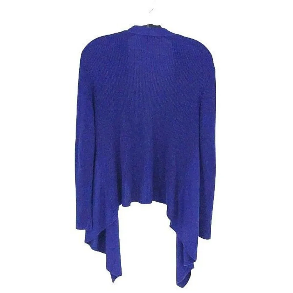 Eileen Fisher Womens Open Front Asymmetric Drape Cardigan Sweater Royal Blue Pet - Image 3