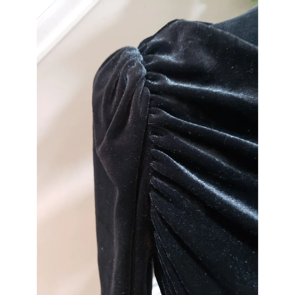 Simplee Women's Black Polyester One Shoulder Off Long Sleeve Knee Length Dress L Size L - Image 11