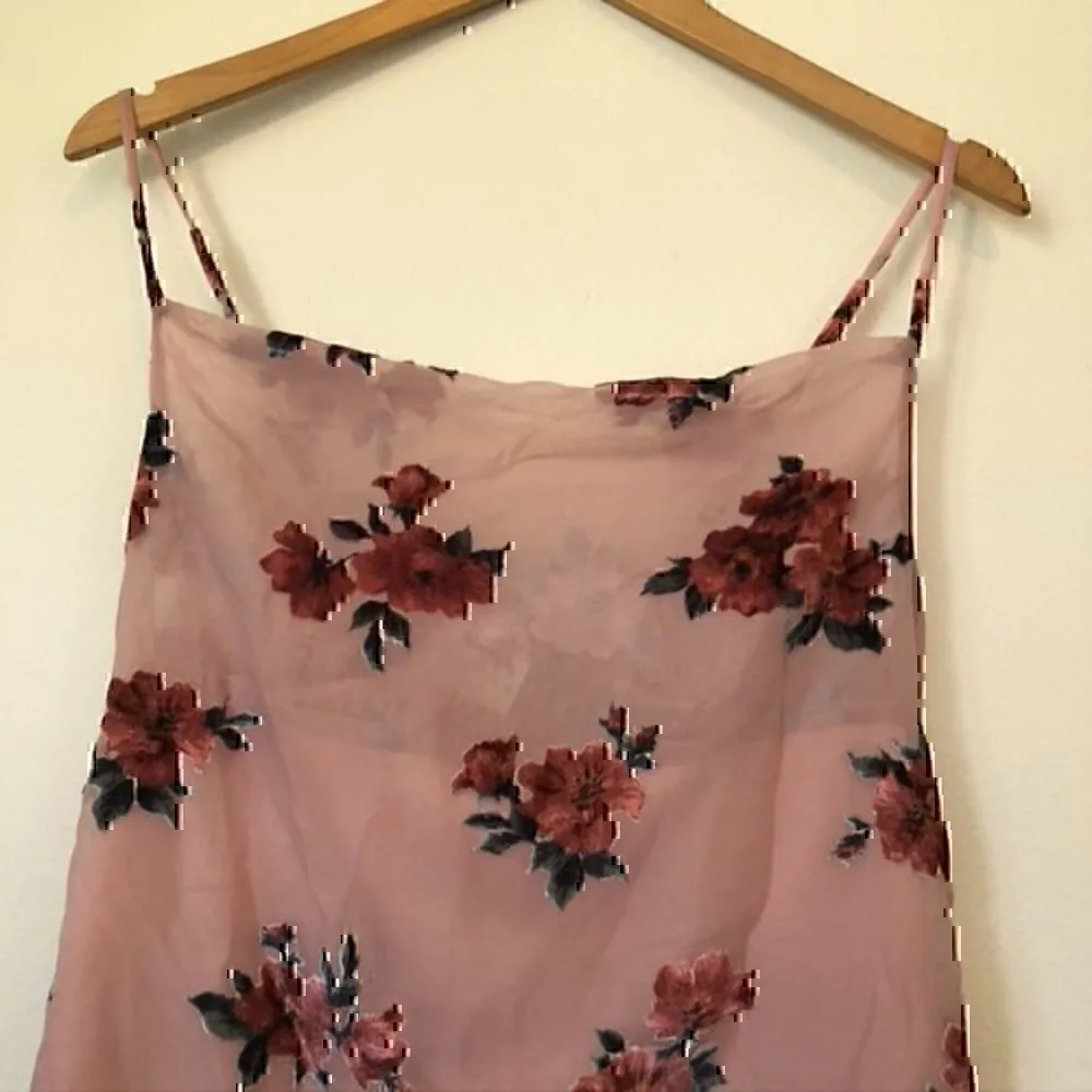 NEW NWT AMERICAN EAGLE AEO Pink Floral Velvet Cowl Neck Sleeveless Slip Dress XS - Image 5