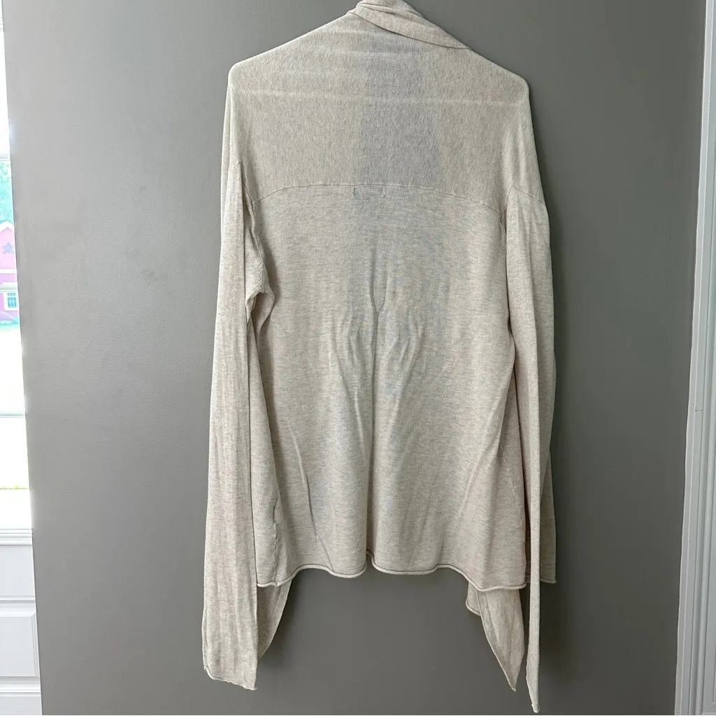 Women’s Gap Oatmeal Beige Draped Open Front Cardigan Small - Image 3