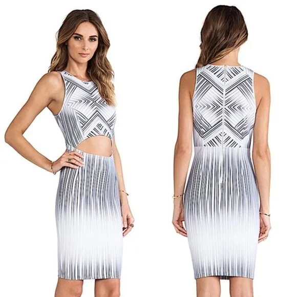 Torn By Ronny Kobo Dress S Yonal Maze Print Cutout Luxury Cocktail Party Event - Image 2