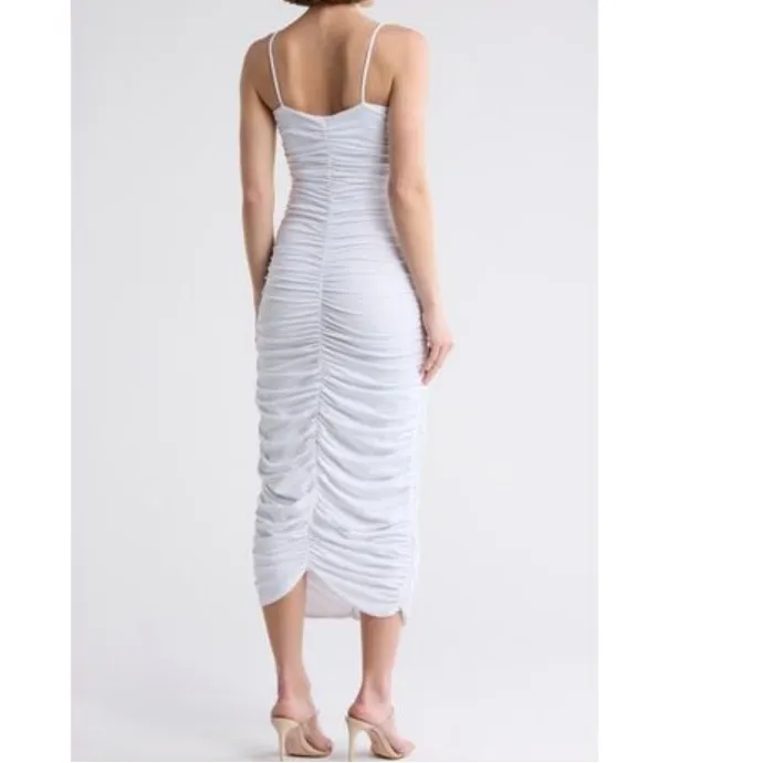 Susana Monaco White Ruched Dress - Image 2