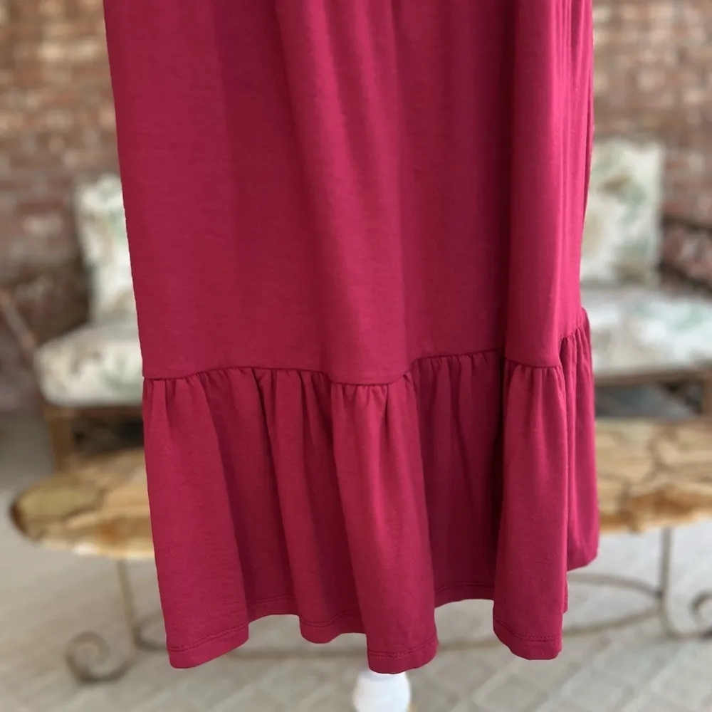 NWT Chelsea & Theodore Dress Tiered Knit Tunic Shift Wine Pink S Sleeveless - Image 6