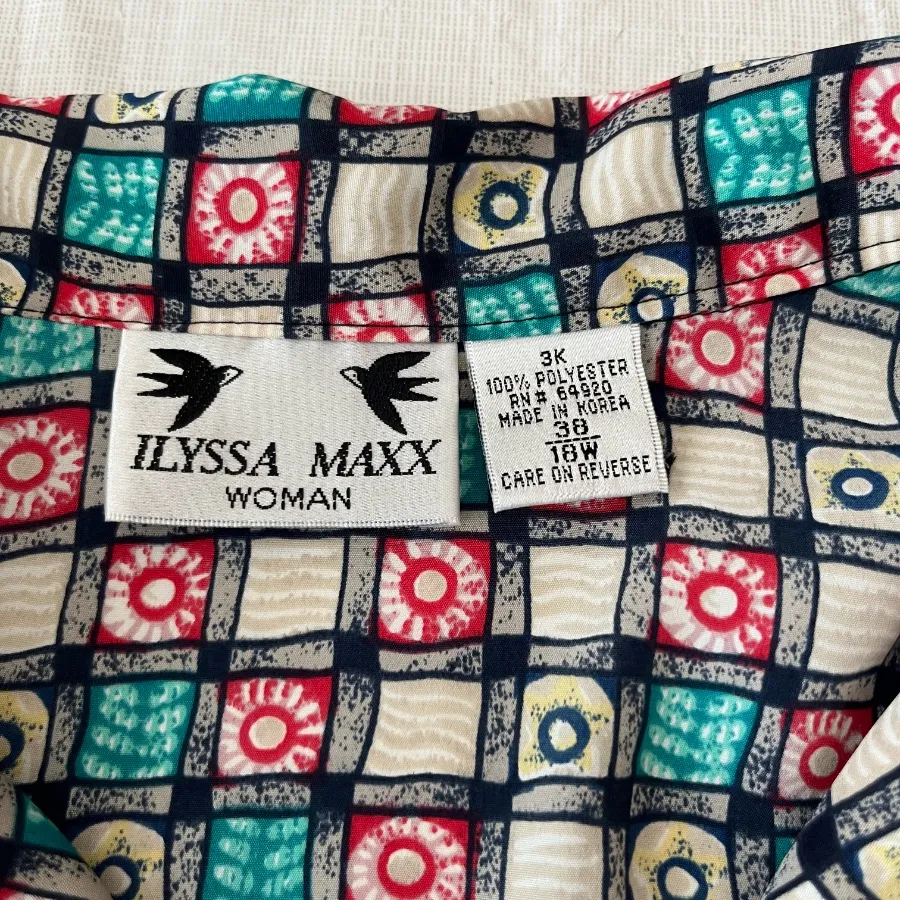 Vintage Ilyssa Maxx Woman Geometric Print Short Sleeve Button Down Blouse Size 3X - Image 4