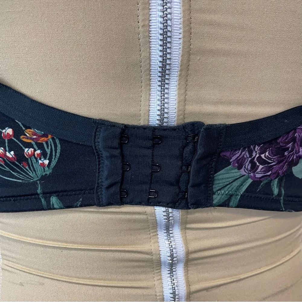 Cacique Black Floral Velvet Bow Lightly Lined Balconette Bra 40DD - Image 7