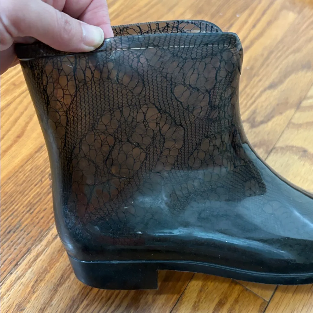 Mel‎ by Melissa Lace lined Jelly Rain Booties Black size 7 - Image 8