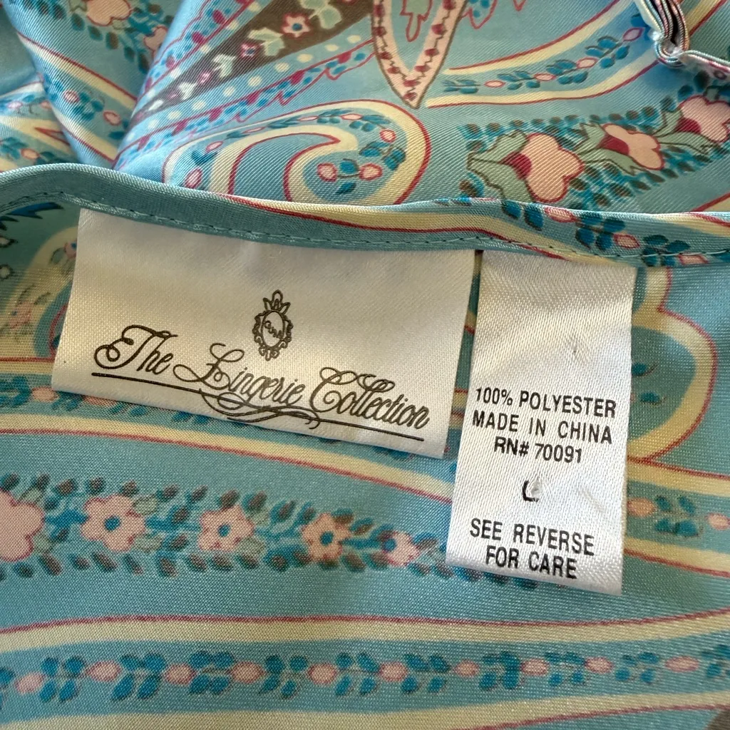 The Lingerie Collection Maxi Slip Dress Size Large Paisley Y2K Blue - Image 5