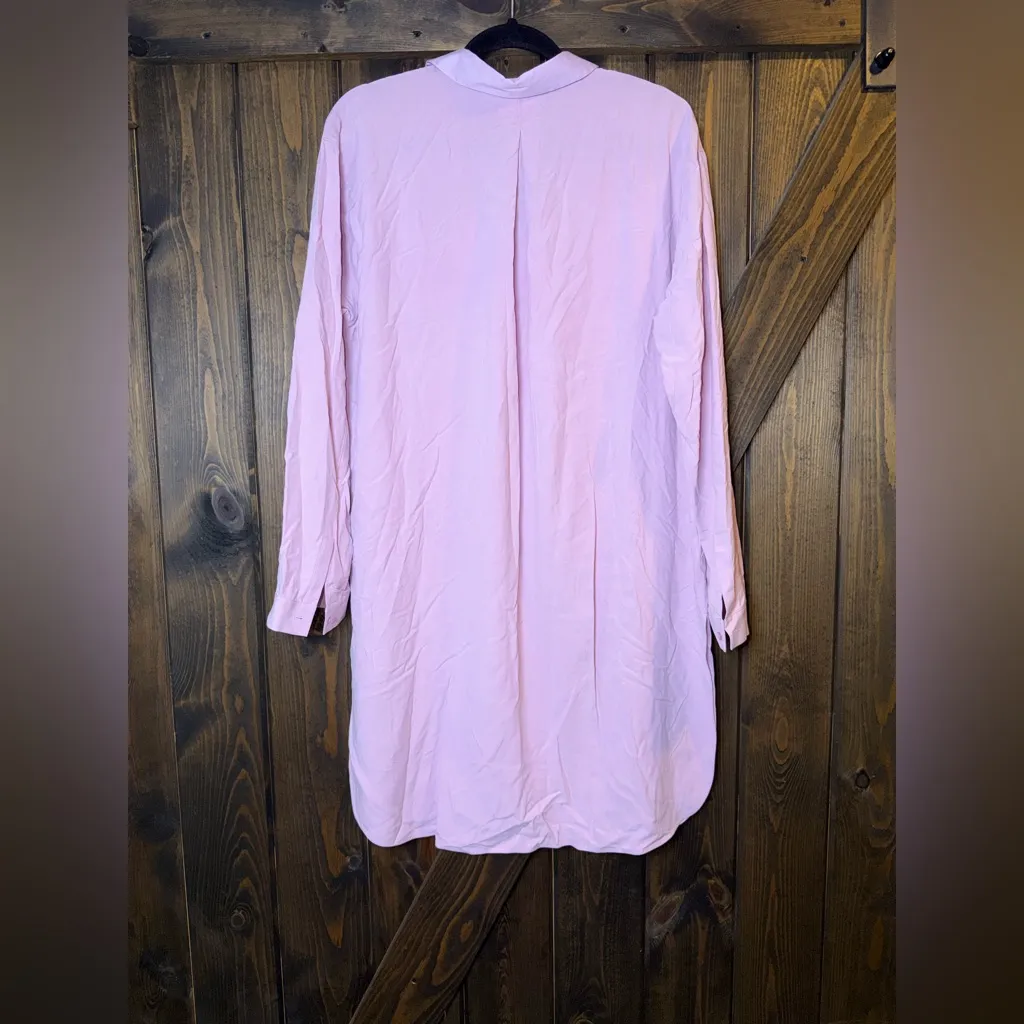 Lafayette 148 100% Silk Midi Shirt Dress Pink Size M - Image 2
