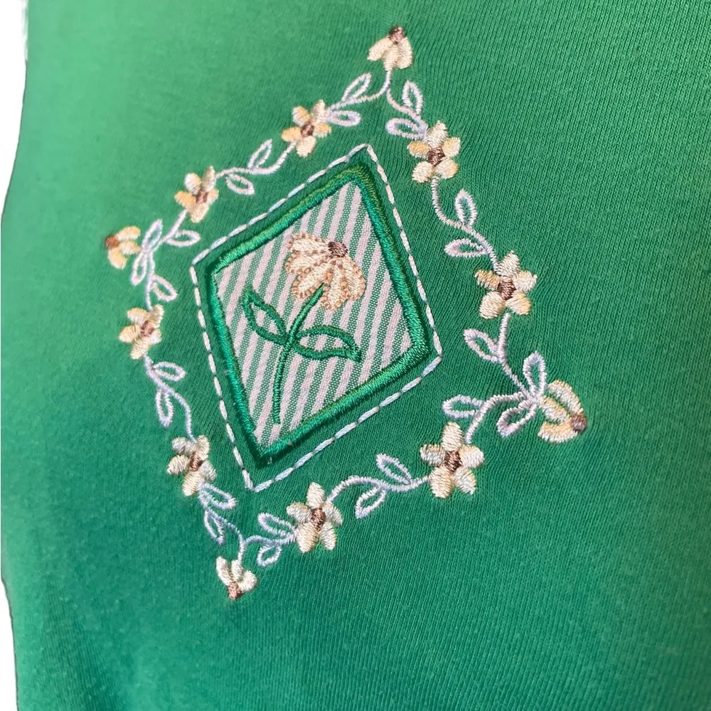 BonWorth Y2K Embroidered Hippie Cottagecore Whimsical Floral Seersucker Shirt - Image 3