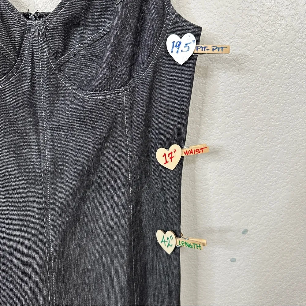 Randolph Duke The Look Black Denim Zip Pleated Corset Dress / Size 14 Western Gray - Image 13