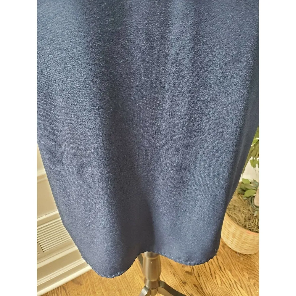 As U Wish Women Blue 100% Polyester V-Neck Long Sleeve Knee Length Dress Size L - Image 4