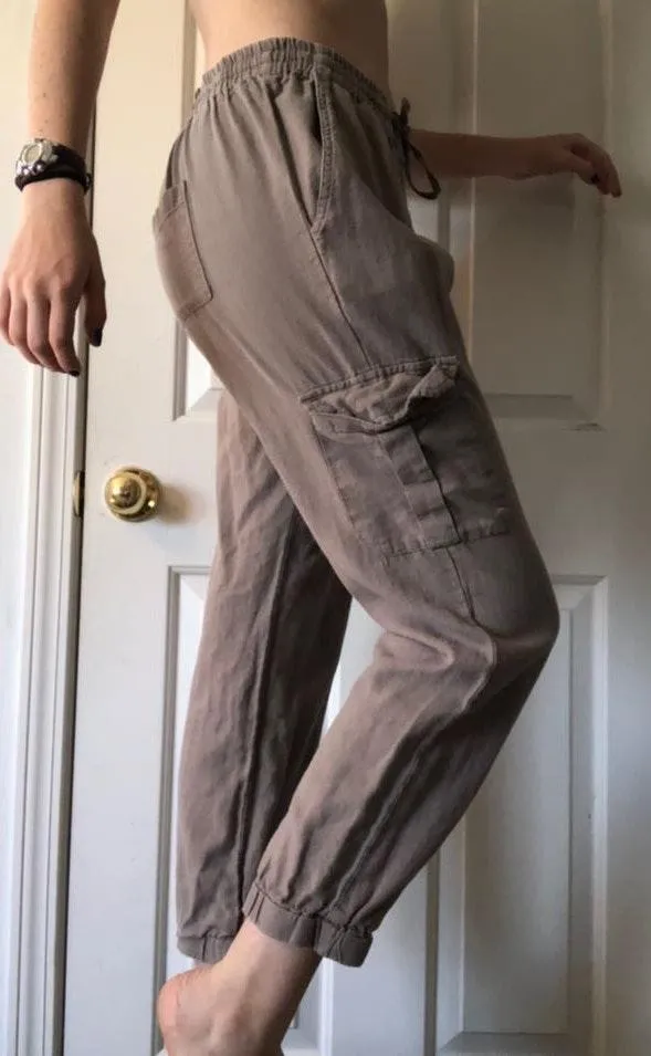 cotton cargo pants joggers Tan - Image 2