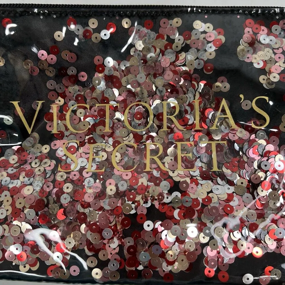 Victorias Secret SEQUINS BLING Carrie All Pouch Wristlet Bag Cosmetic Travel - Image 4