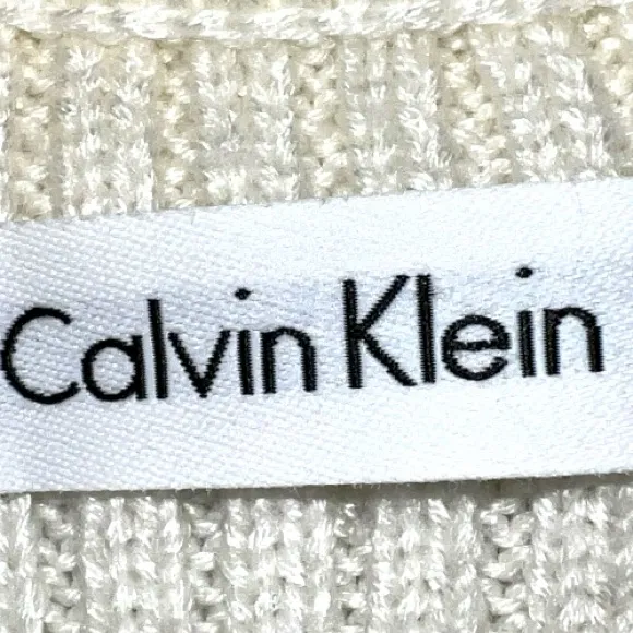 Calvin Klein Cream Knitwear dress. Model has a full turtleneck, mine is split. - Image 9