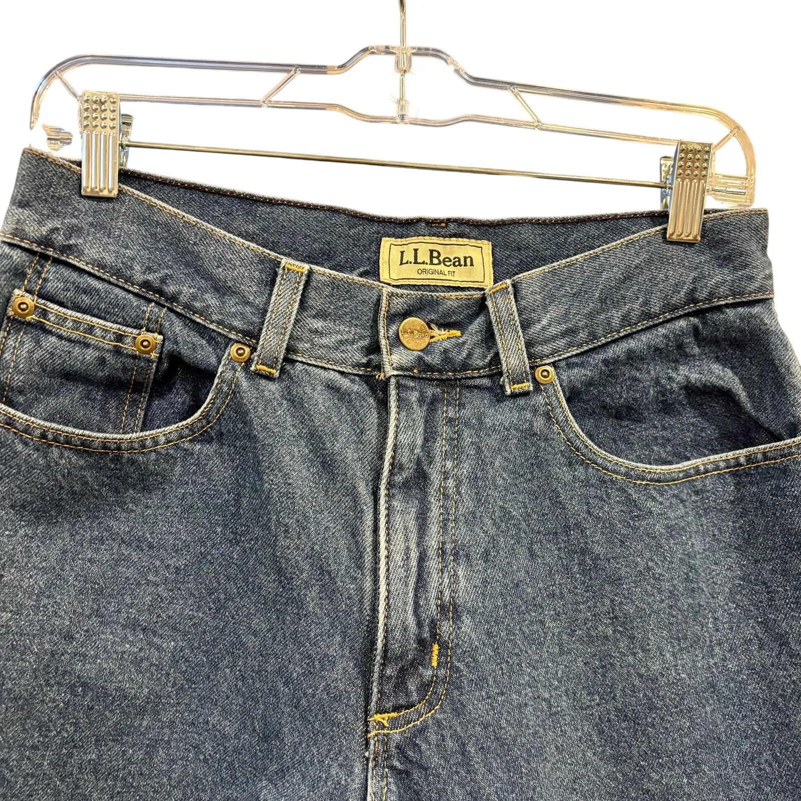Vintage 90s L.L.Bean Flannel Lined Jeans Mom Core High Waisted Denim, Size 10P - Image 5