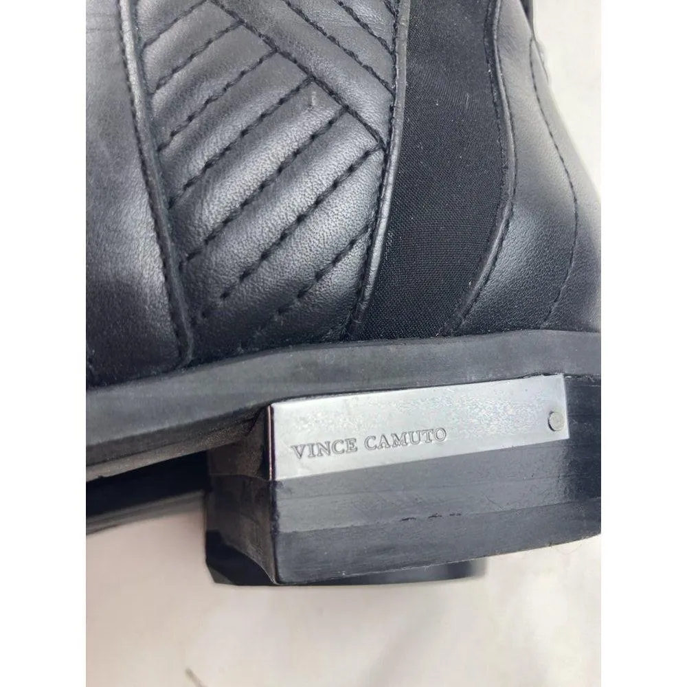Vince Camuto Pordalia Boots Womens Size 6 Black Leather Quilted Knee High Luxury - Image 16