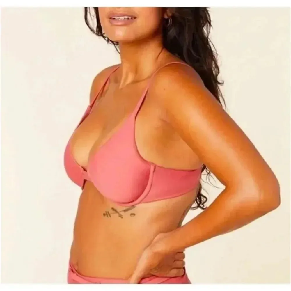 Andie The Sicily Bikini Punch Pink Adjustable Straps Underwire Top
Bra S #1454 - Image 2