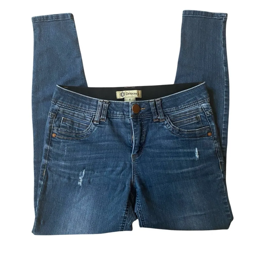 Democracy Ab Technology medium wash blue denim ripped skinny jeans size 6 - Image 8