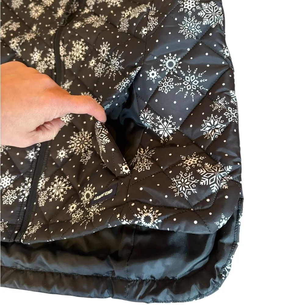 Lands End Insulated Vest Black White Snowflakes Womens Size Medium Petite New - Image 6