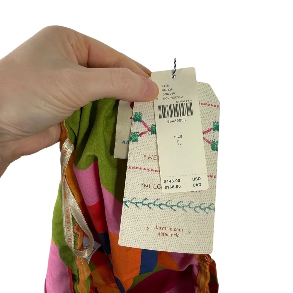 Farm Rio Anthropologie Bandeau Multicolor Geometric Top Boho NEW Womens Large - Image 5