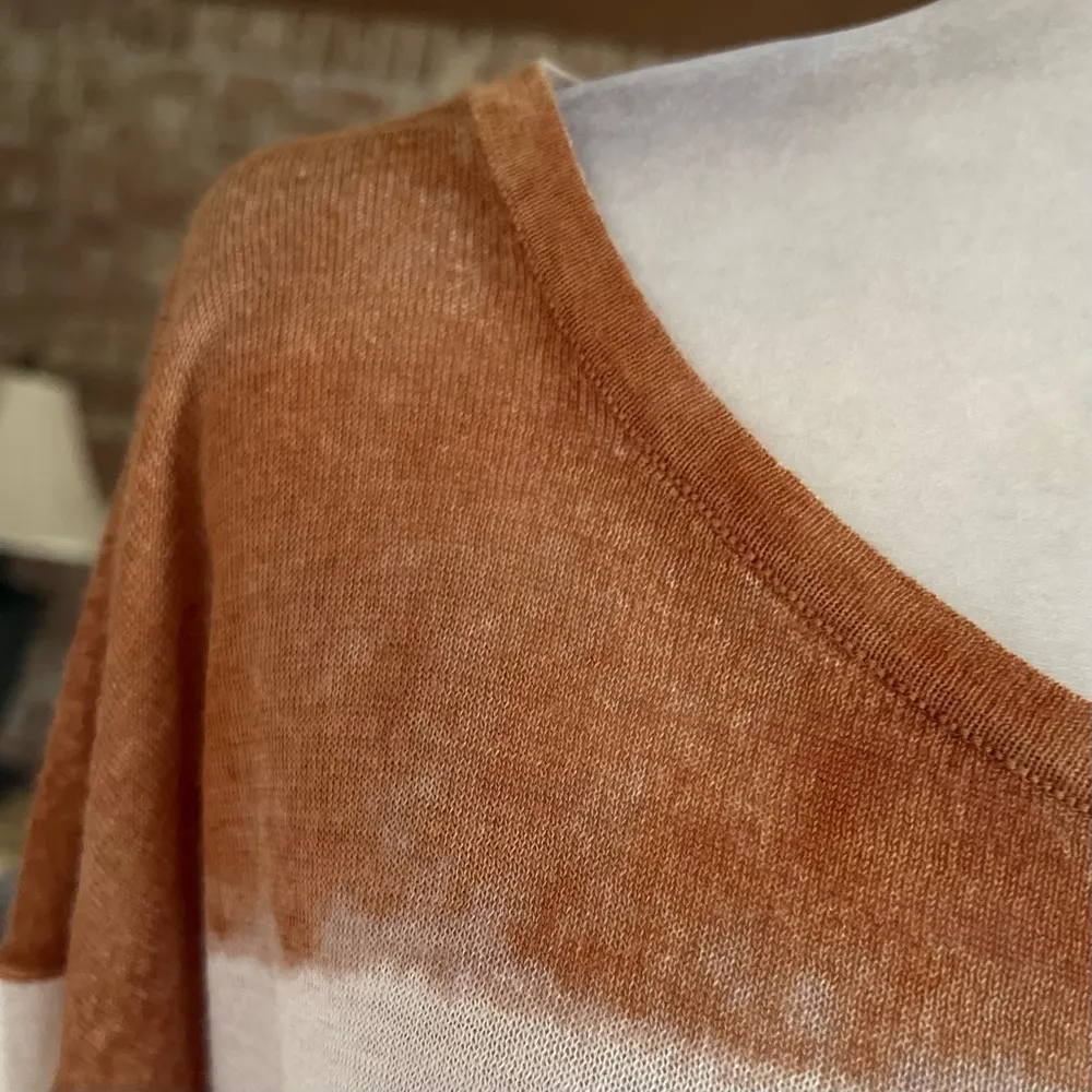 Loft Sweater Striped Knit Lightweight Red Tan S Lunch Brunch Business Casual Mod - Image 3