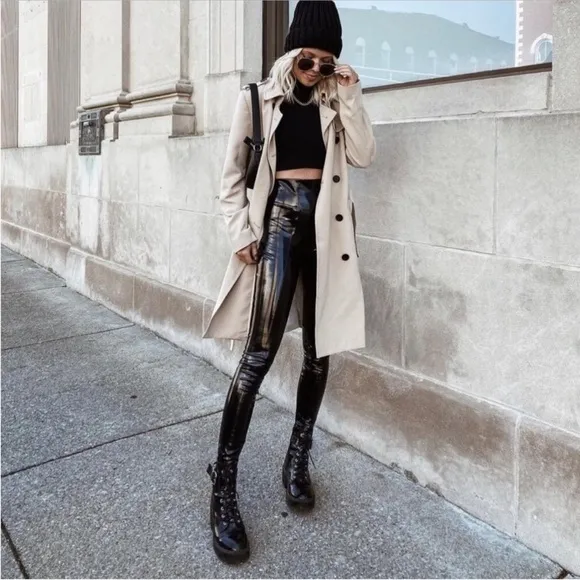 SPANX Faux Patent Leather Pants leggings Black - Image 3