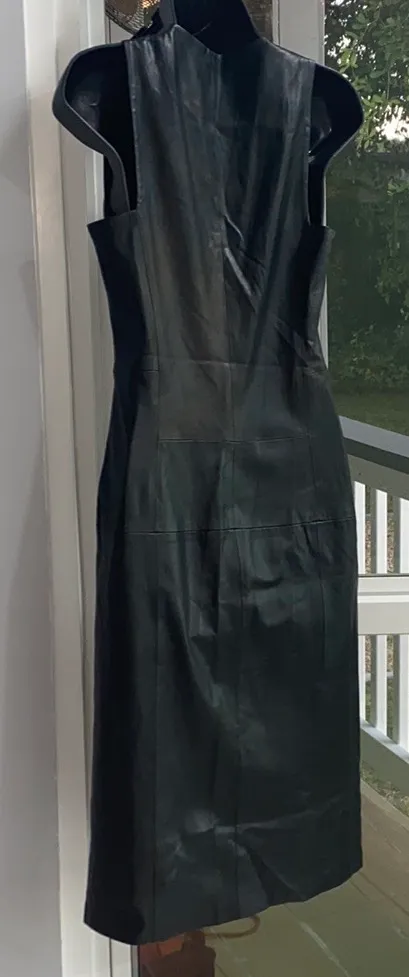 ZARA Sleeveless Black Leather Dress w/ Zipper - Image 2