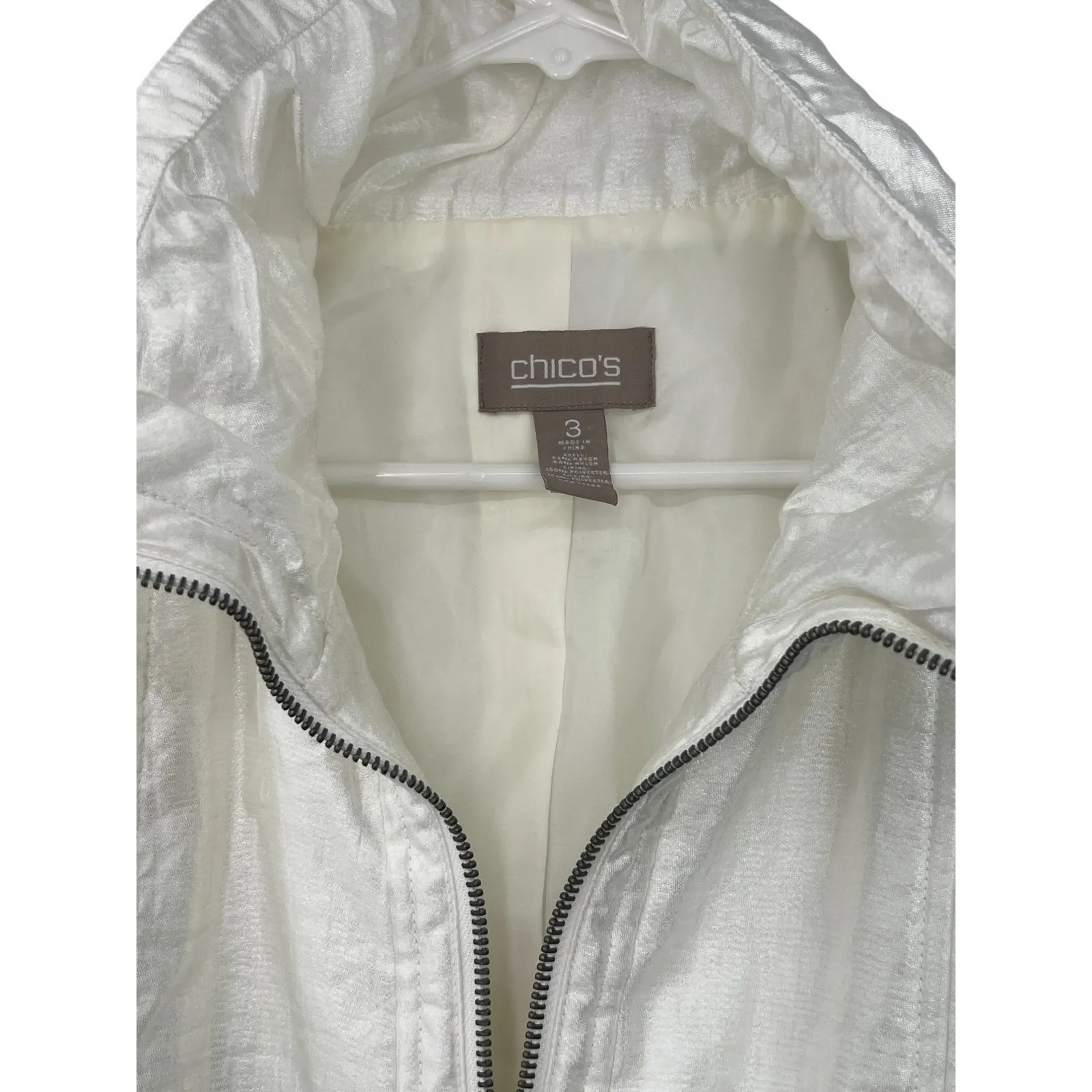 CHICO'S | 3 / L | Vest Full Zip Satin Sleeveless Top Layer Women's Jacket White - Image 2