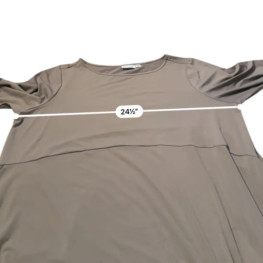 Joan Rivers Minimalist Tunic Top Women's 1X Taupe Long Sleeve Stretch Casual - Image 5