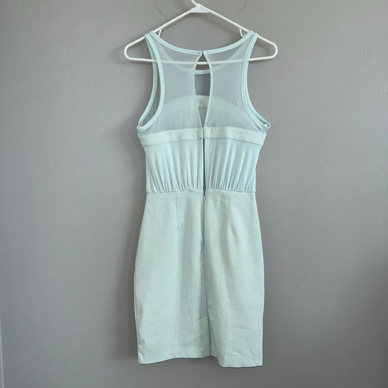 NWT BCBGeneration Women's Mesh Dress, Light Green Mink Size 4 Mini Sleeveless - Image 2