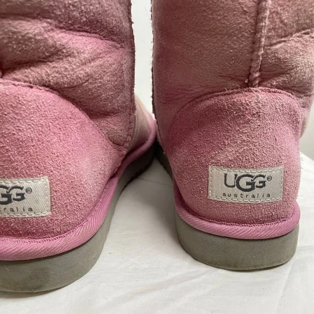 UGG Australia Classic‎ Short 5825 Leather Sheepskin Lined Winter Boots Pink 8 - Image 6