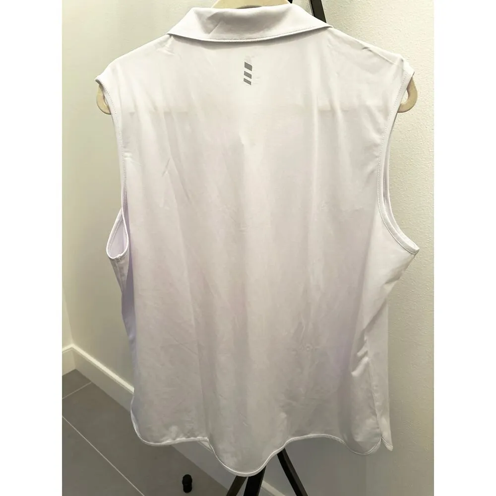 Curvy Plus 2X White Sleeveless Golf Shirt 1/4 Button - Image 5