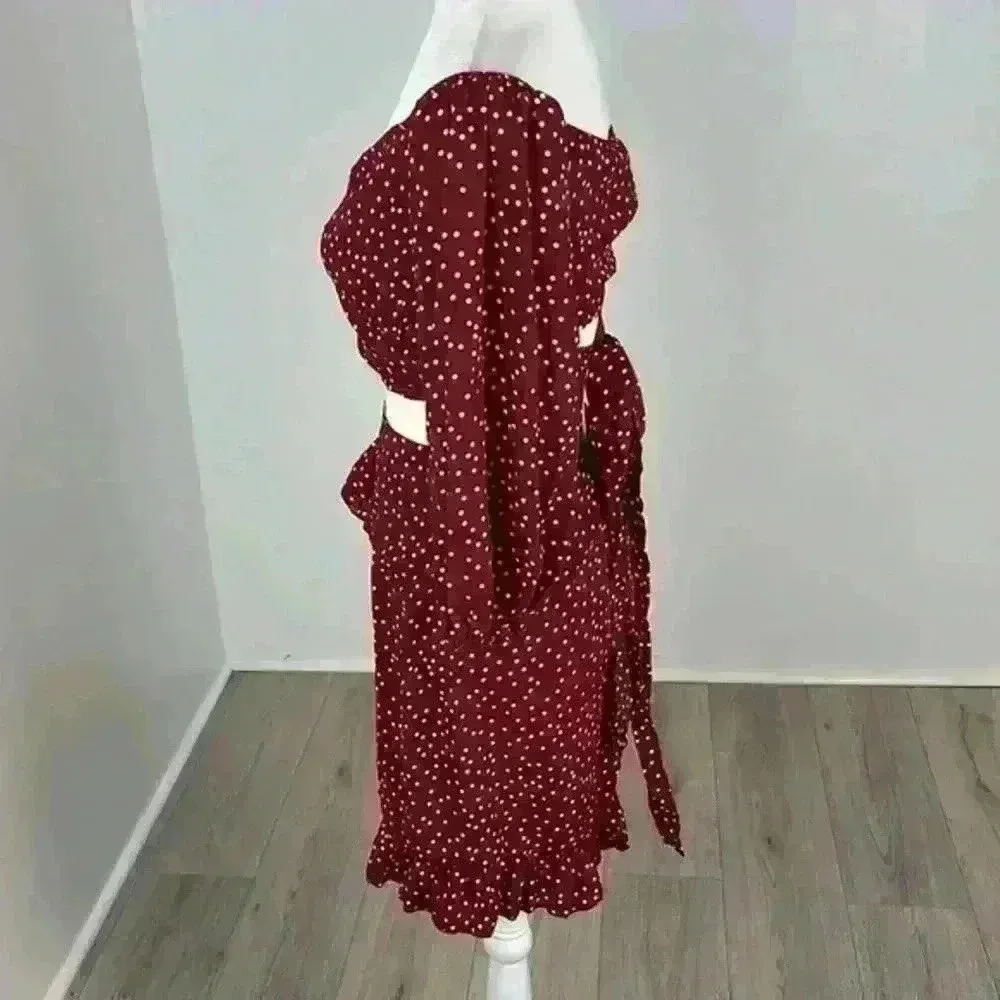 SHEIN Maroon Polka Dot Set Size M - Image 3