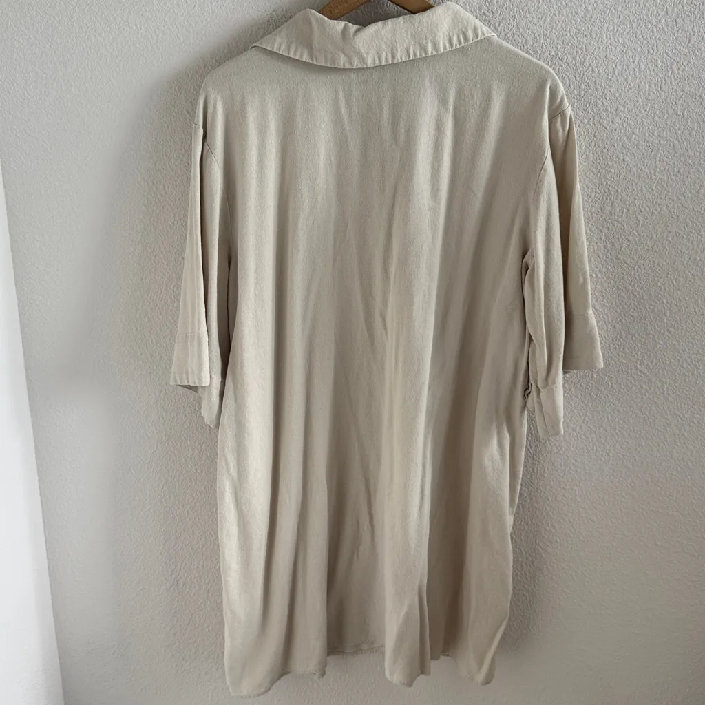 Eloquii Cream Rayon/Linen Button Down Women's Dress 18 - Image 2