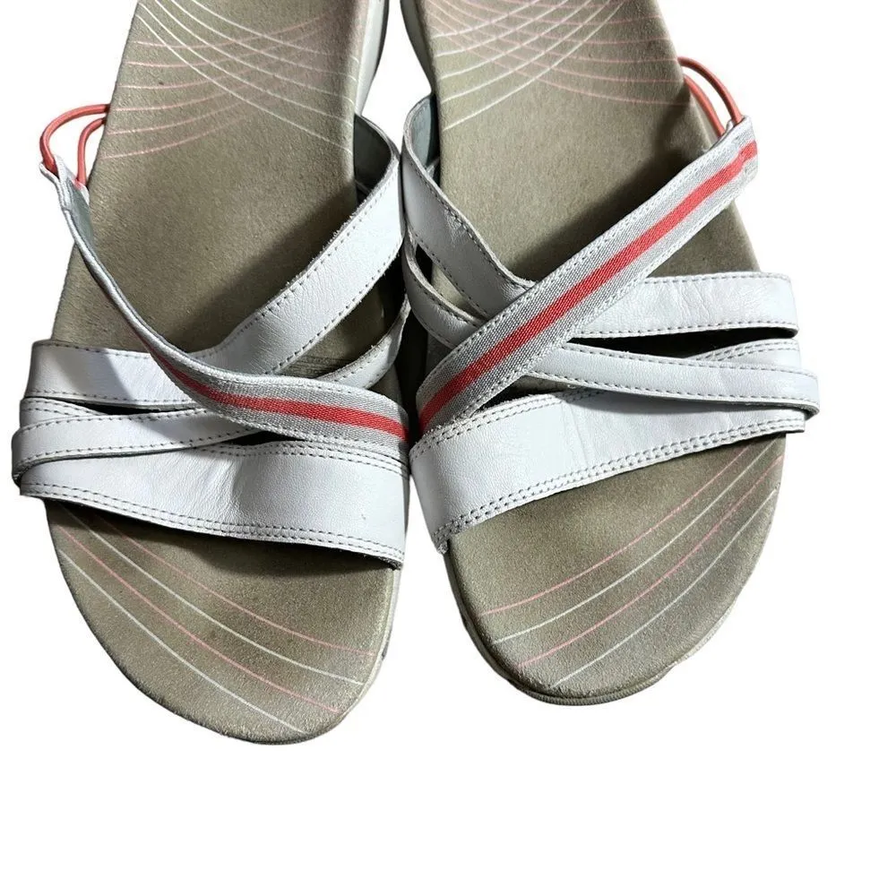 Merrell Womens Camellia White Leather Cayenne Strip‎ Slides Slip On Sandals - 11 - Image 4