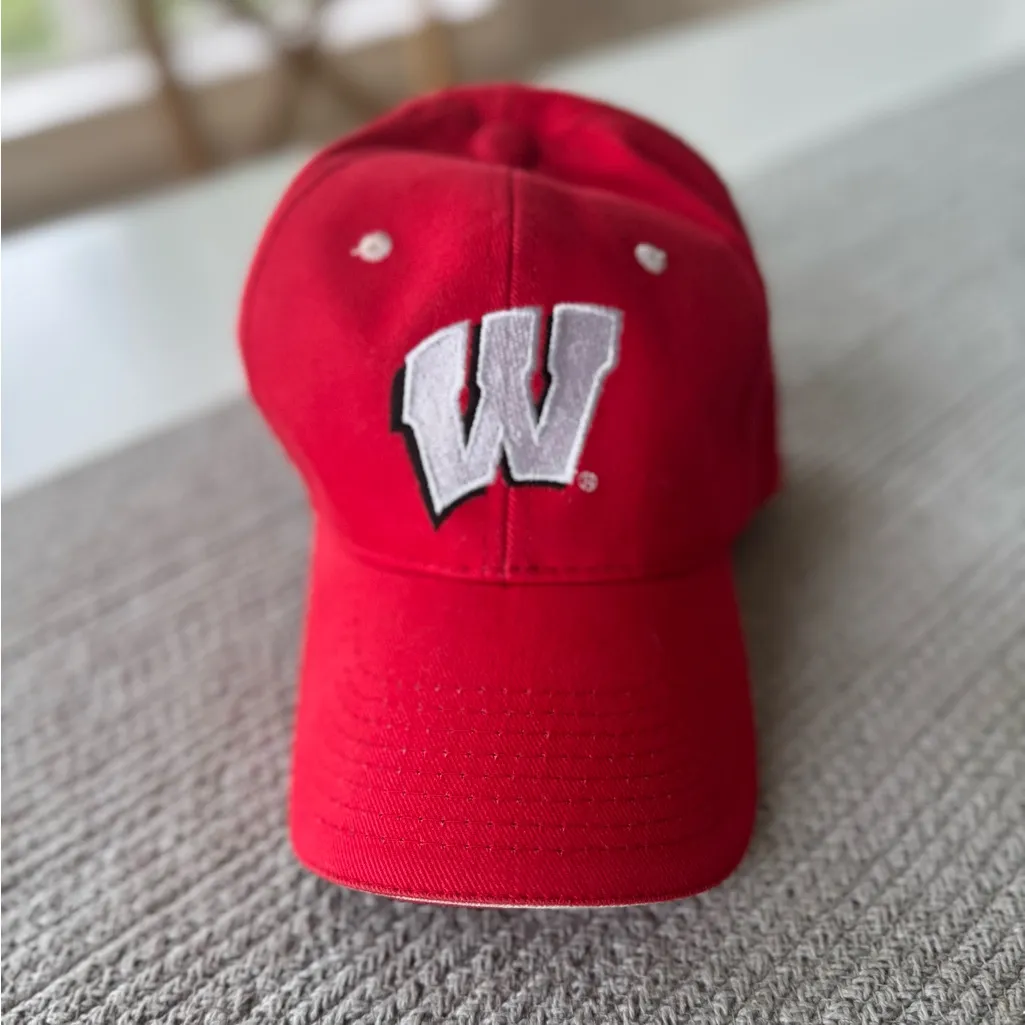 Wisconsin Badgers Red Baseball Hat Cap Adjustable Strap Back NCAA - Image 6