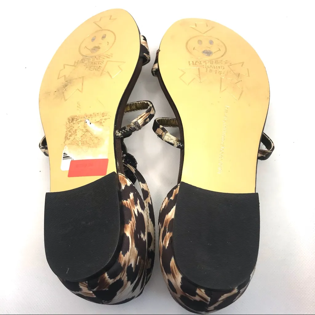 BEVERLY FELDMAN JEWELED ANIMAL PRINT AND OCEAN THEMED BROWN SANDALS (6) - Image 8