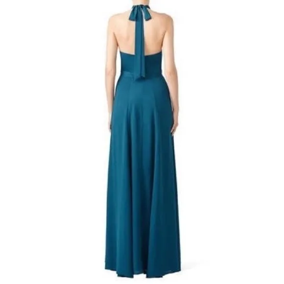 YUMI KIM Keyhole Halter Starlet Teal High Slit Maxi Cocktail Gown Size XS‎ NWT - Image 6