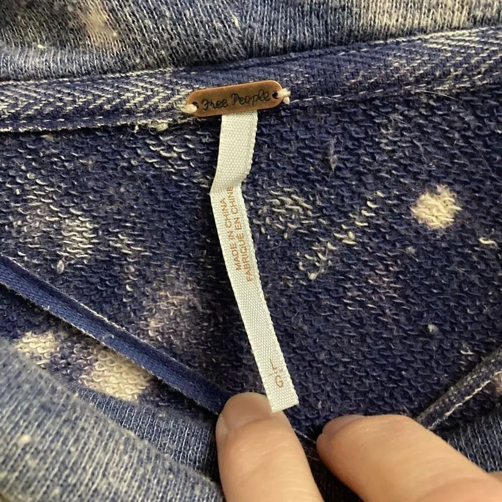 Free People Mama Crochet Marled Tie-dye French Terry Cowl Neck Poncho Large NEW - Image 6